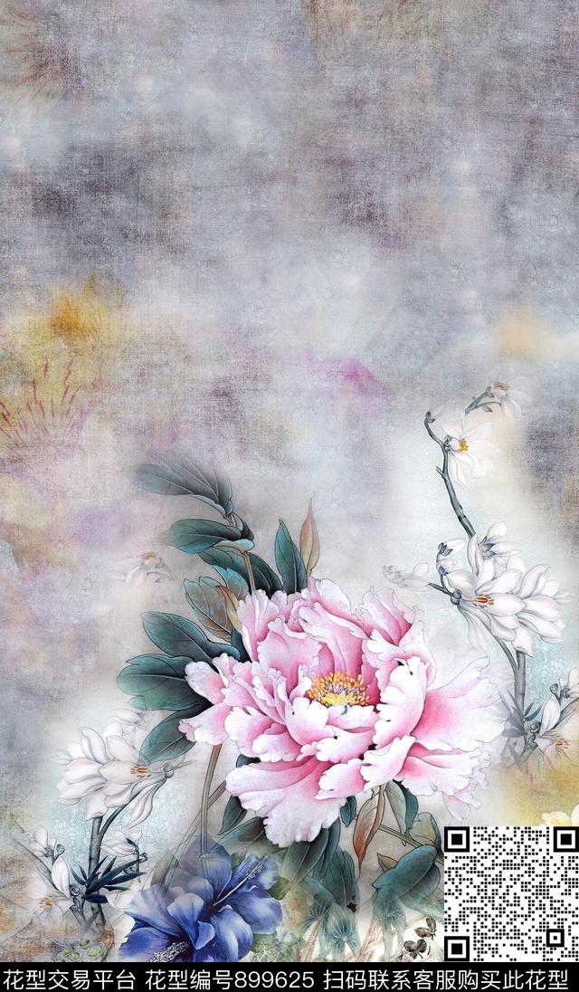 花卉抽象油画华亿平台数码印花华亿平台下载（图片编号: 899625） - 瓦栏（Walan）