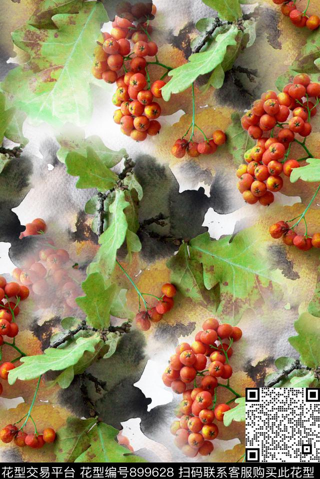 浆果绿植树叶照片花卉数码印花华亿平台下载（图片编号: 899628） - 瓦栏（Walan）