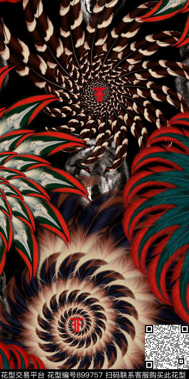 羽毛抽象动物纹中老年数码印花华亿平台下载（图片编号: 899757） - 瓦栏（Walan）