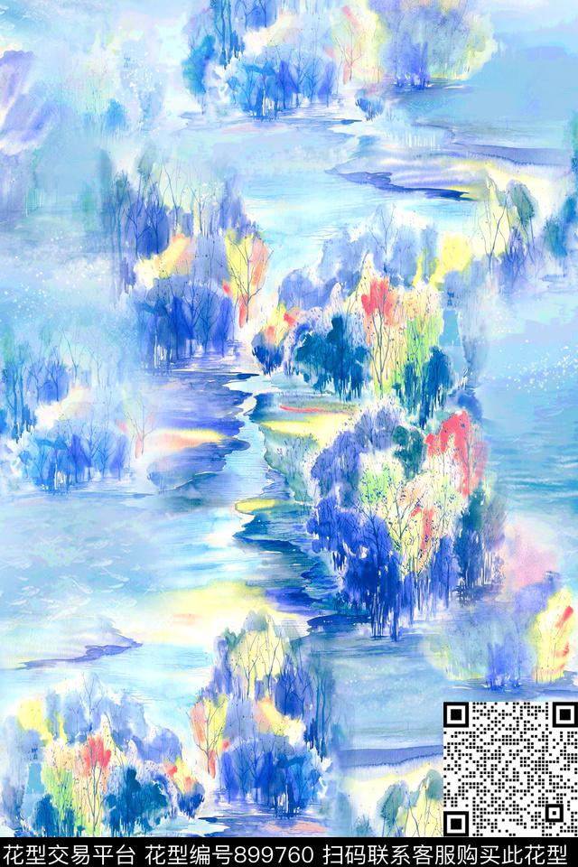 肌理抽象春夏华亿平台数码印花华亿平台下载（图片编号: 899760） - 瓦栏（Walan）