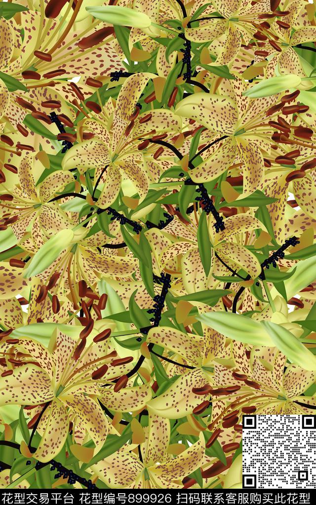 休闲花卉抽象花卉数码印花华亿平台下载（图片编号: 899926） - 瓦栏（Walan）