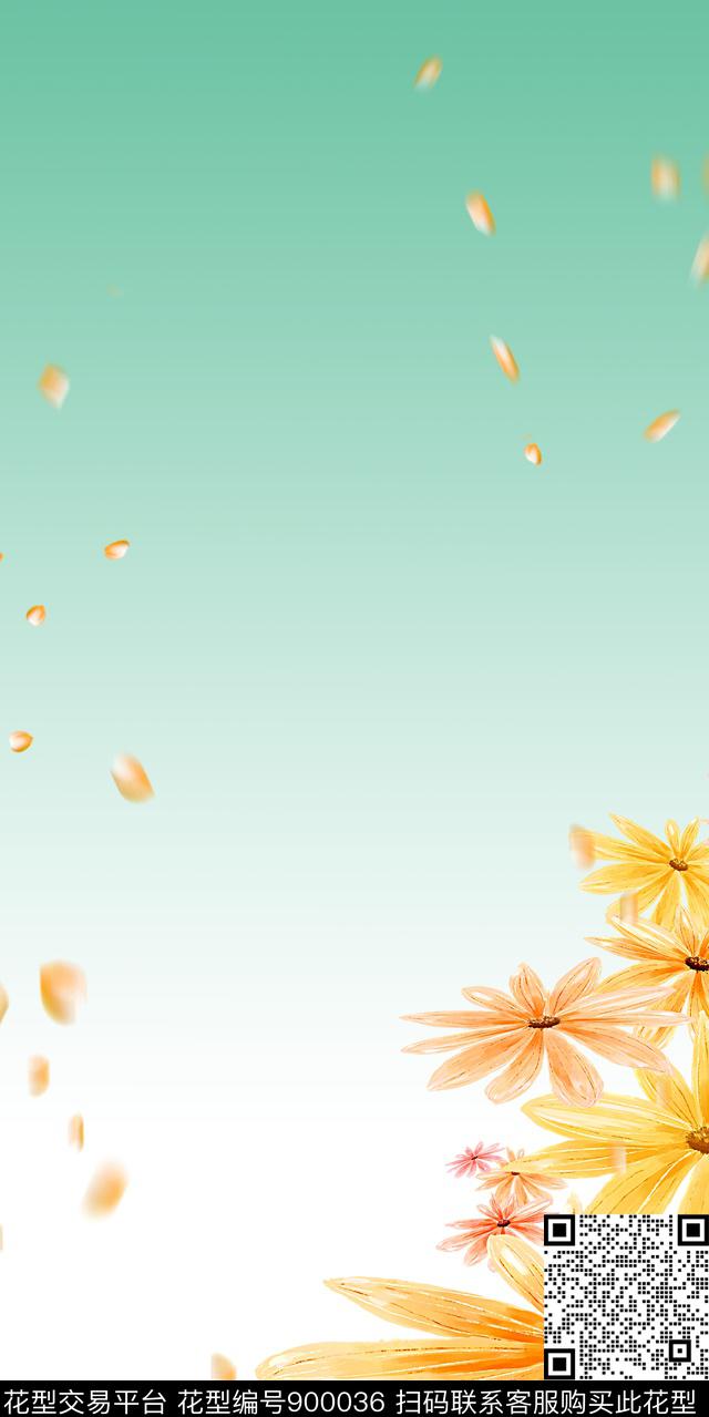 休闲花卉抽象花卉数码印花华亿平台下载（图片编号: 900036） - 瓦栏（Walan）