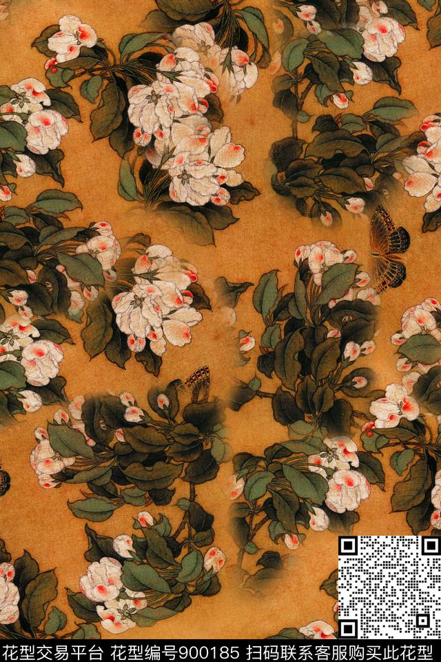 牡丹中国风香云纱数码印花华亿平台下载（图片编号: 900185） - 瓦栏（Walan）