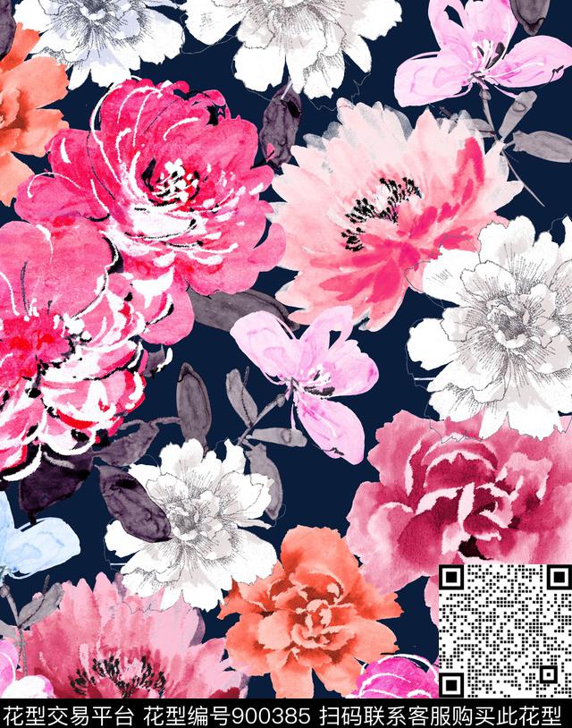 DOLCEGABBANAVERSACE花卉传统印花华亿平台下载（图片编号: 900385） - 瓦栏（Walan）