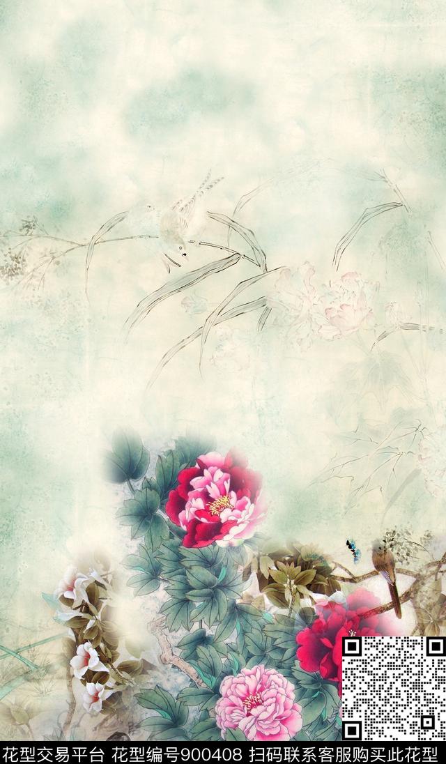 花卉抽象油画华亿平台数码印花华亿平台下载（图片编号: 900408） - 瓦栏（Walan）