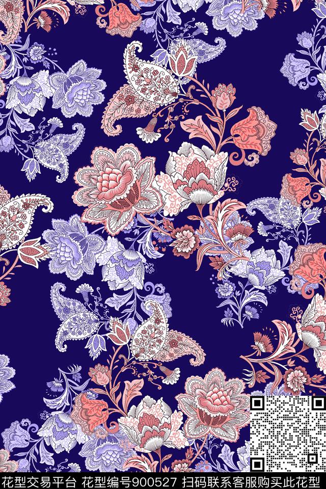 佩斯利民族风男装满版花数码印花华亿平台下载（图片编号: 900527） - 瓦栏（Walan）