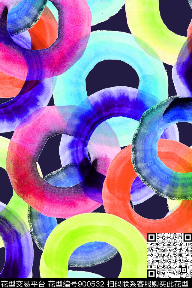 几何抽象涂鸦数码印花华亿平台下载（图片编号: 900532） - 瓦栏（Walan）