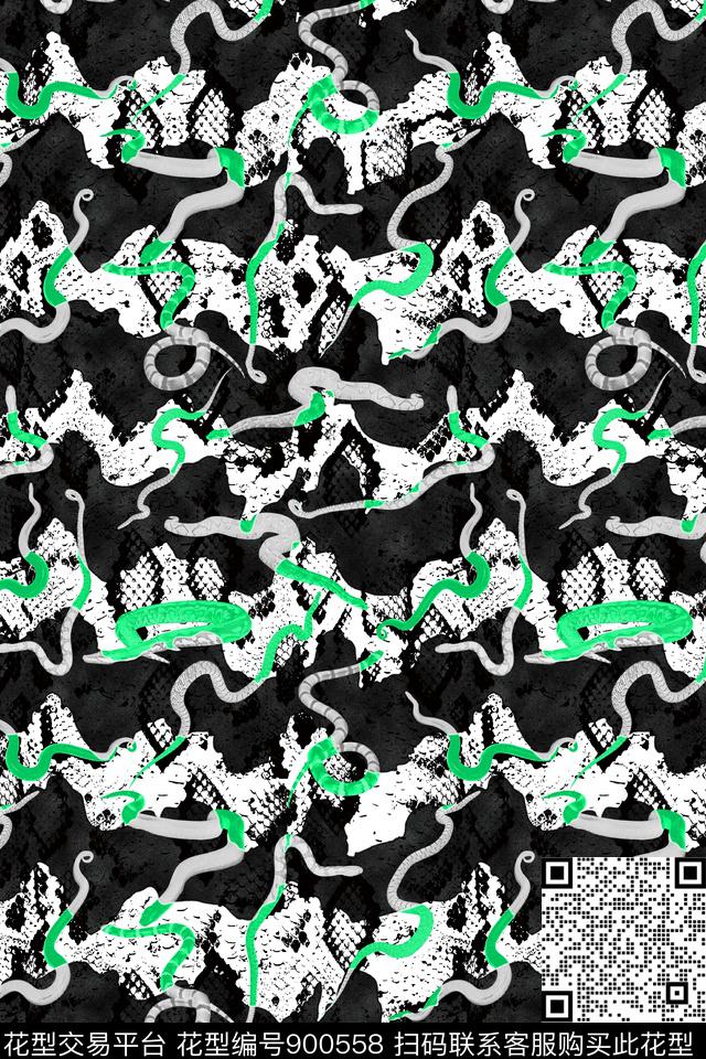 蛇蛇纹抽象传统印花华亿平台下载（图片编号: 900558） - 瓦栏（Walan）
