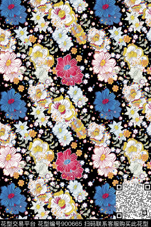 花卉花朵时尚传统华亿平台传统印花华亿平台下载（图片编号: 900665） - 瓦栏（Walan）