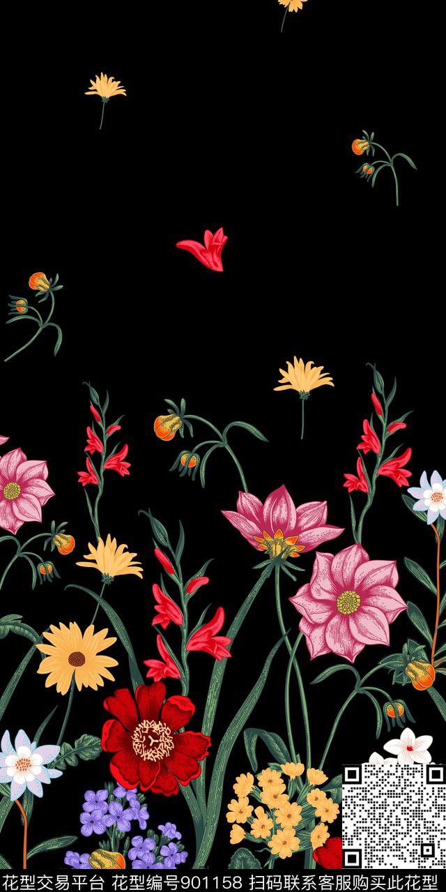 定位花植物花卉数码印花华亿平台下载（图片编号: 901158） - 瓦栏（Walan）