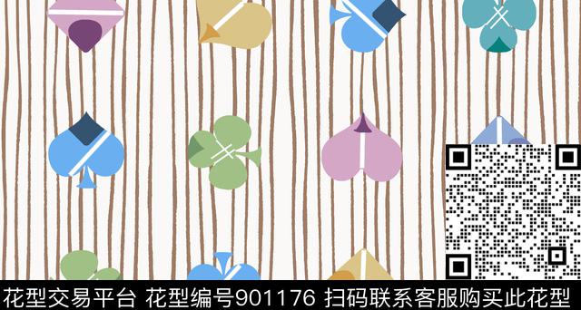 条纹几何扑克数码印花华亿平台下载（图片编号: 901176） - 瓦栏（Walan）