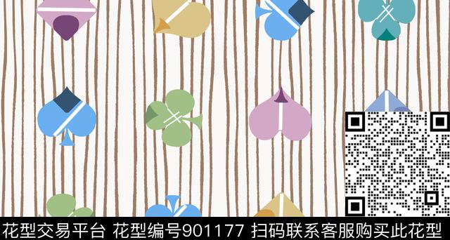 条纹几何扑克数码印花华亿平台下载（图片编号: 901177） - 瓦栏（Walan）