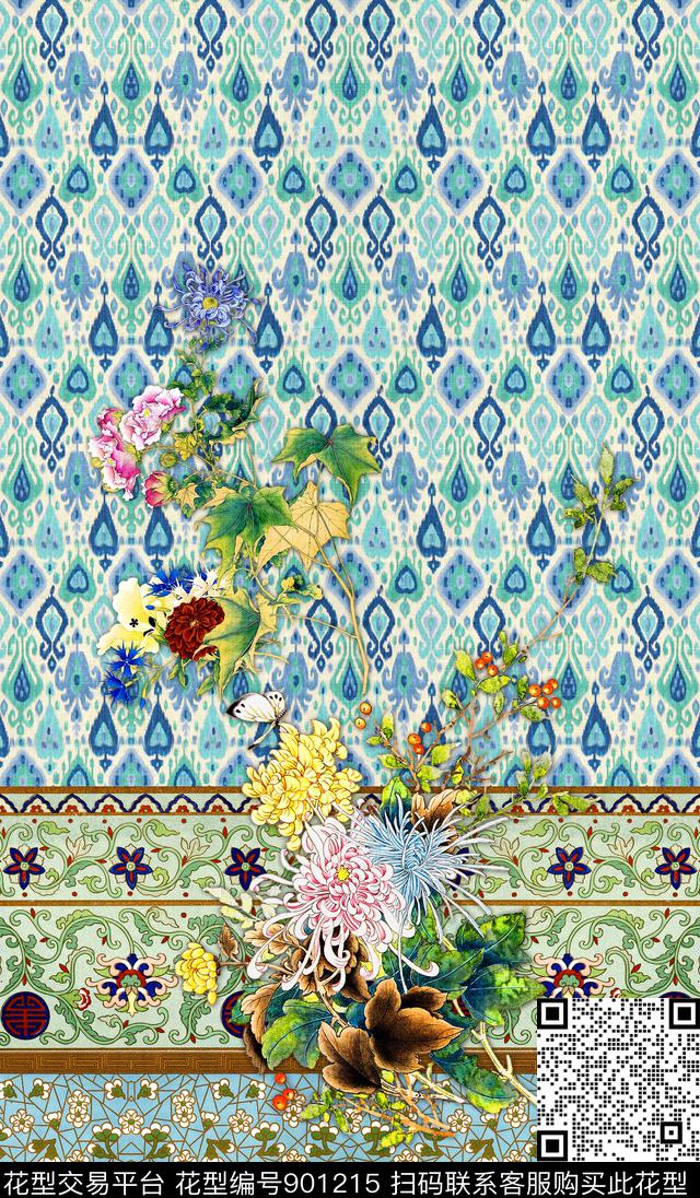民族风定位花数码印花华亿平台下载（图片编号: 901215） - 瓦栏（Walan）