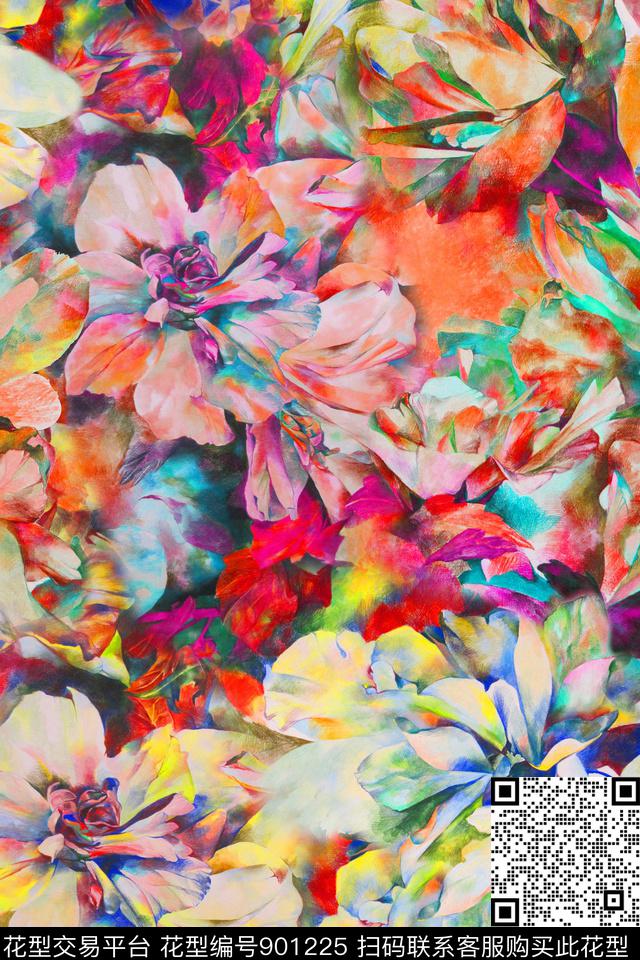 花卉彩铅数码华亿平台数码印花华亿平台下载（图片编号: 901225） - 瓦栏（Walan）