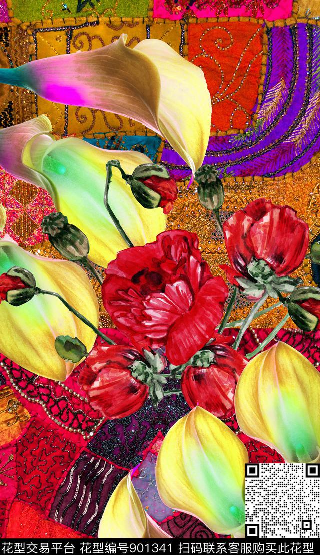 数码华亿平台花卉数码印花华亿平台下载（图片编号: 901341） - 瓦栏（Walan）