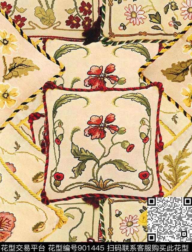 绣花素雅十字绣数码印花华亿平台下载（图片编号: 901445） - 瓦栏（Walan）