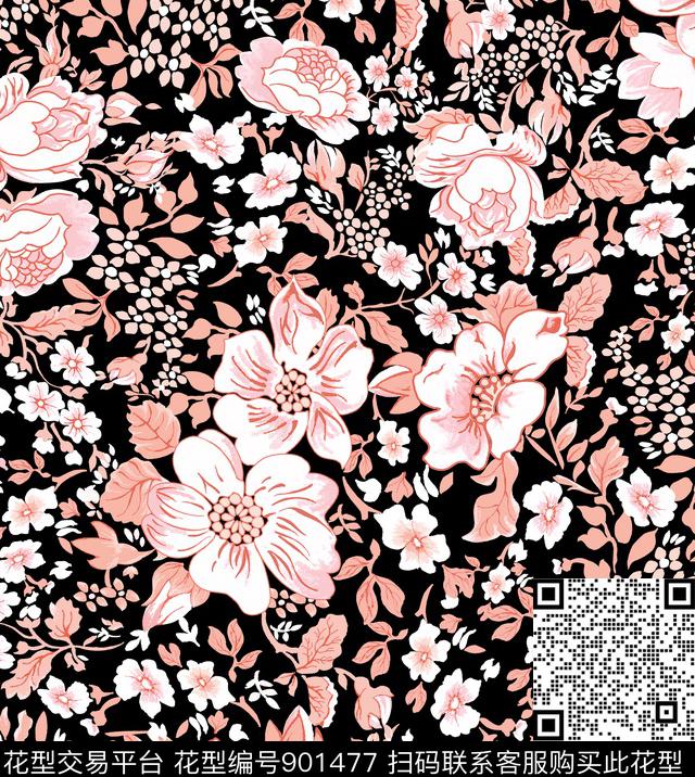 复古淑女传统华亿平台传统印花华亿平台下载（图片编号: 901477） - 瓦栏（Walan）