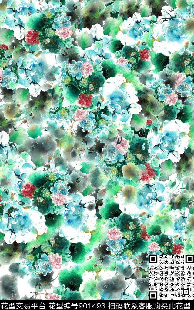 水墨风旗袍素雅传统印花华亿平台下载（图片编号: 901493） - 瓦栏（Walan）