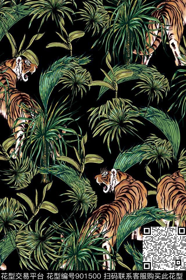 手绘花卉男装动物数码印花华亿平台下载（图片编号: 901500） - 瓦栏（Walan）