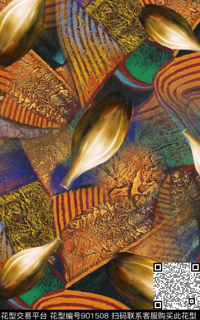 民族风纹理复古数码印花华亿平台下载（图片编号: 901508） - 瓦栏（Walan）