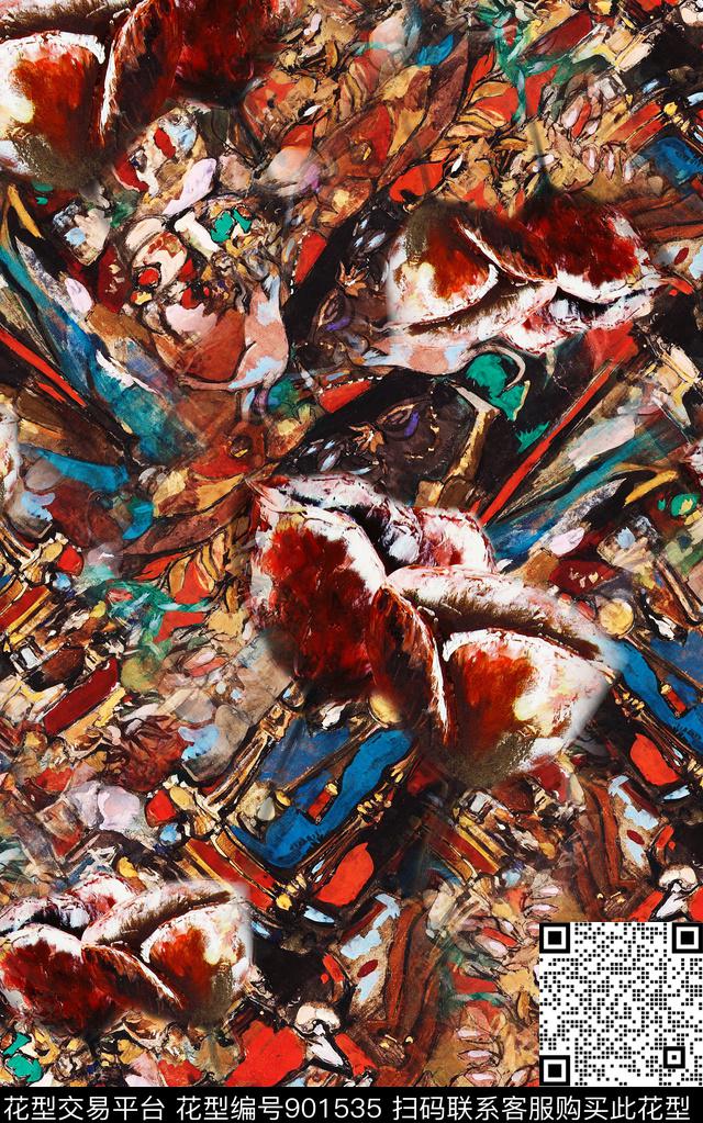 纹理复古数码印花华亿平台下载（图片编号: 901535） - 瓦栏（Walan）