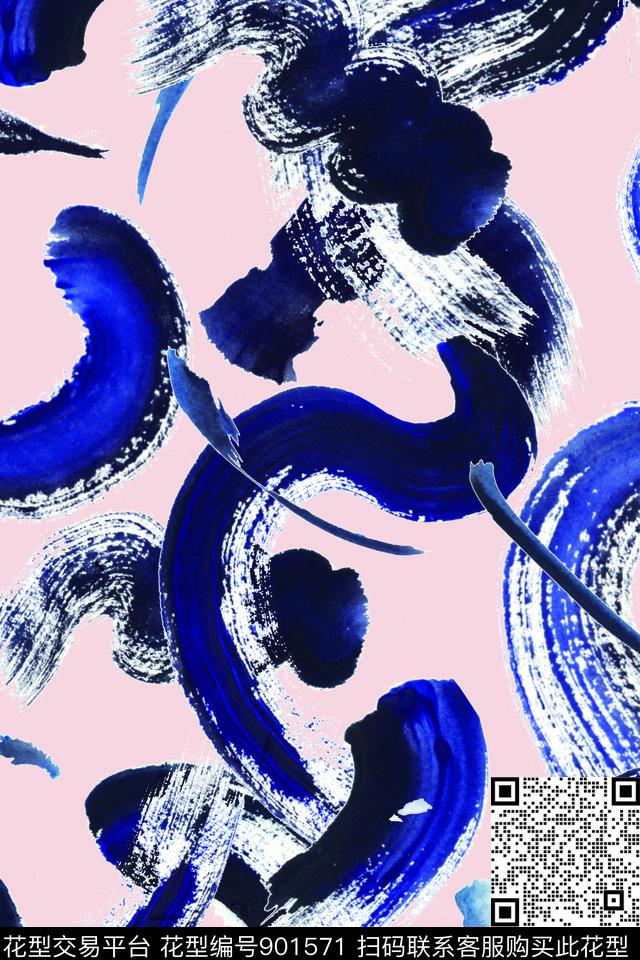 复古抽象女装数码印花华亿平台下载（图片编号: 901571） - 瓦栏（Walan）