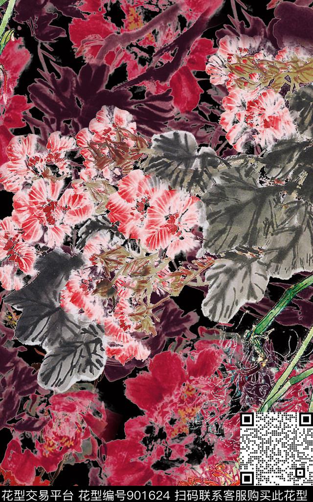 水墨风旗袍素雅传统印花华亿平台下载（图片编号: 901624） - 瓦栏（Walan）