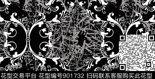 卷草肌理简约传统印花华亿平台下载（图片编号: 901732） - 瓦栏（Walan）