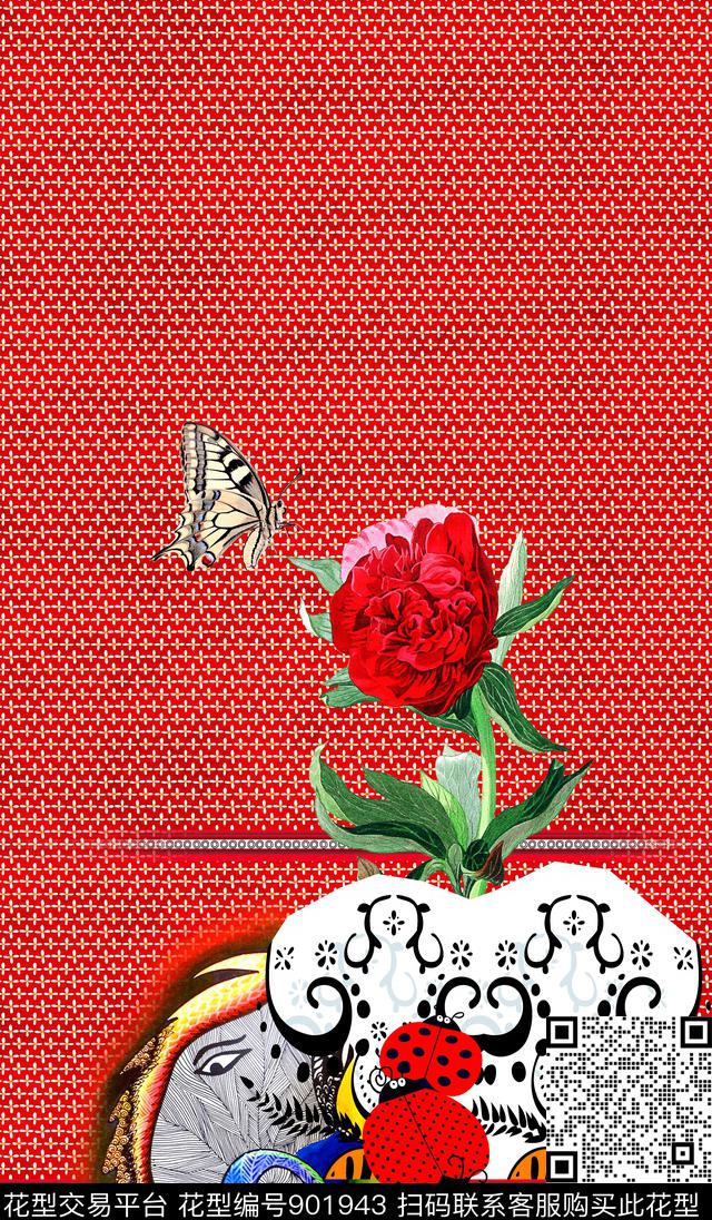 民族风花卉定位花数码印花华亿平台下载（图片编号: 901943） - 瓦栏（Walan）