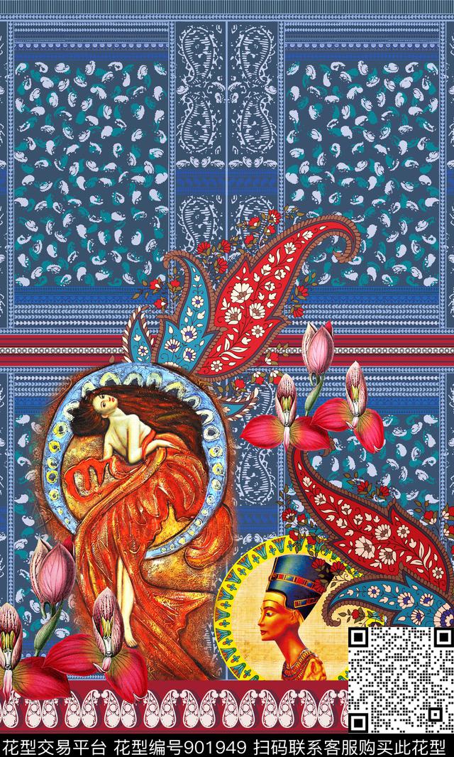 民族风定位花几何数码印花华亿平台下载（图片编号: 901949） - 瓦栏（Walan）