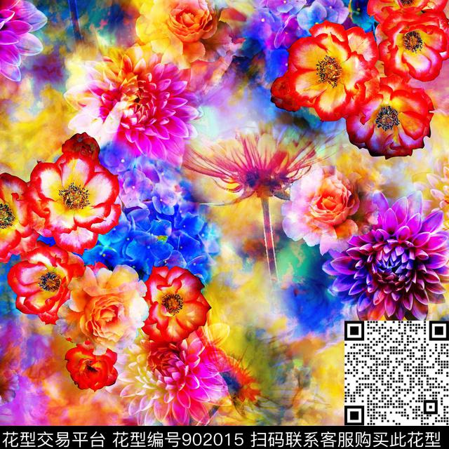 春夏华亿平台花卉热带数码印花华亿平台下载（图片编号: 902015） - 瓦栏（Walan）