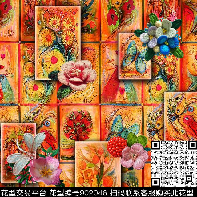 春夏华亿平台油画华亿平台花卉数码印花华亿平台下载（图片编号: 902046） - 瓦栏（Walan）