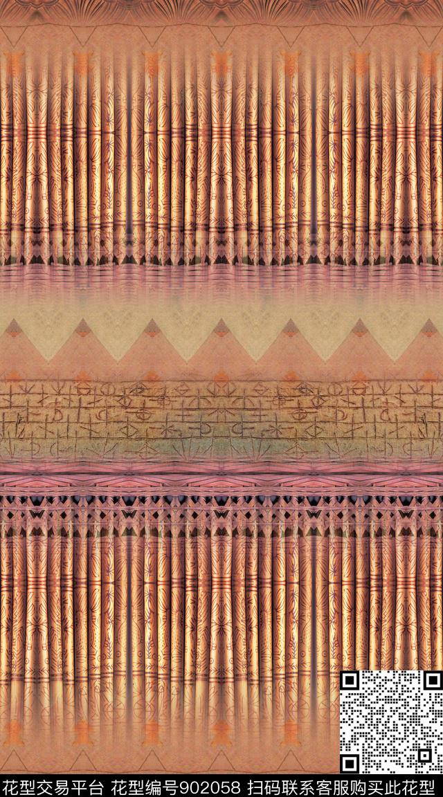 中国风民族风波西米亚数码印花华亿平台下载（图片编号: 902058） - 瓦栏（Walan）