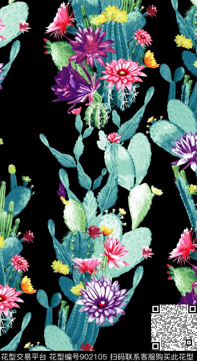 大花欧洲花卉数码印花华亿平台下载（图片编号: 902105） - 瓦栏（Walan）