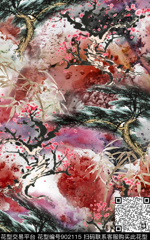 香云纱民族风肌理数码印花华亿平台下载（图片编号: 902115） - 瓦栏（Walan）