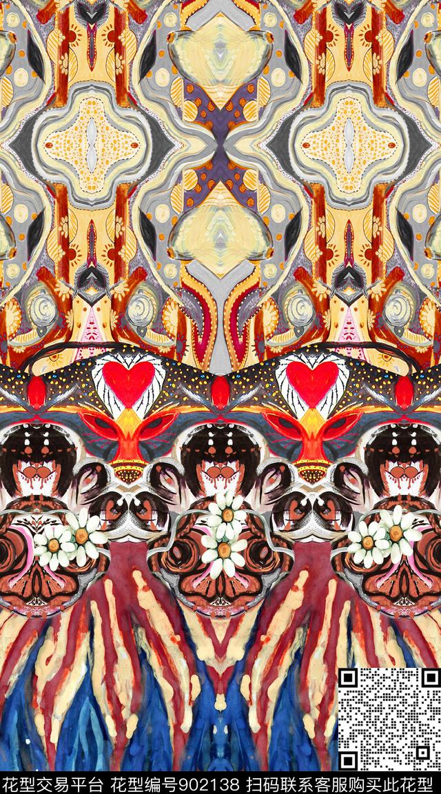 油画华亿平台民族风波西米亚数码印花华亿平台下载（图片编号: 902138） - 瓦栏（Walan）