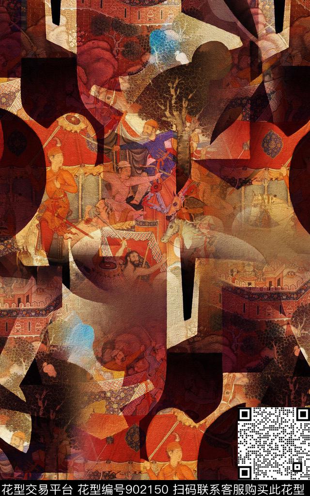 香云纱波西米亚肌理数码印花华亿平台下载（图片编号: 902150） - 瓦栏（Walan）