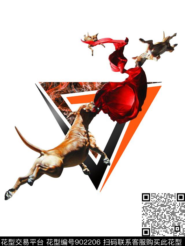 三角形狗蝴蝶结数码印花华亿平台下载（图片编号: 902206） - 瓦栏（Walan）