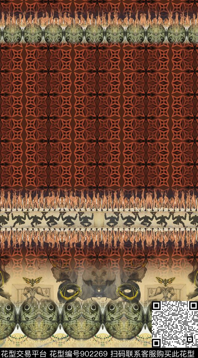 波西米亚定位花几何数码印花华亿平台下载（图片编号: 902269） - 瓦栏（Walan）