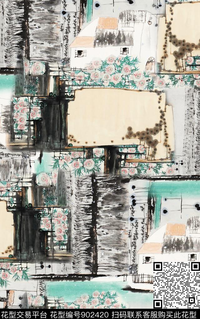 中国风民族风肌理数码印花华亿平台下载（图片编号: 902420） - 瓦栏（Walan）