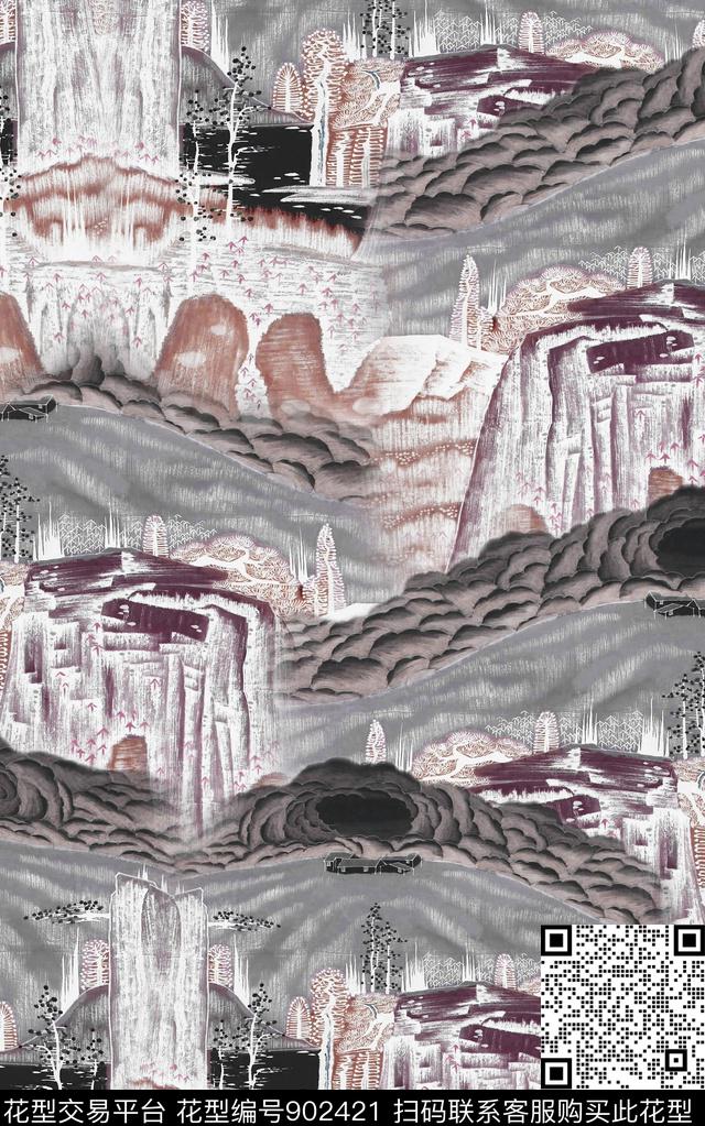 中国风民族风肌理数码印花华亿平台下载（图片编号: 902421） - 瓦栏（Walan）