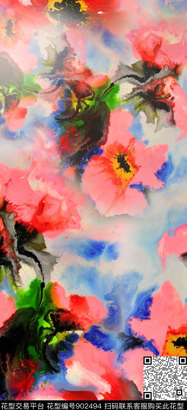 抽象数码华亿平台抽象花卉数码印花华亿平台下载（图片编号: 902494） - 瓦栏（Walan）