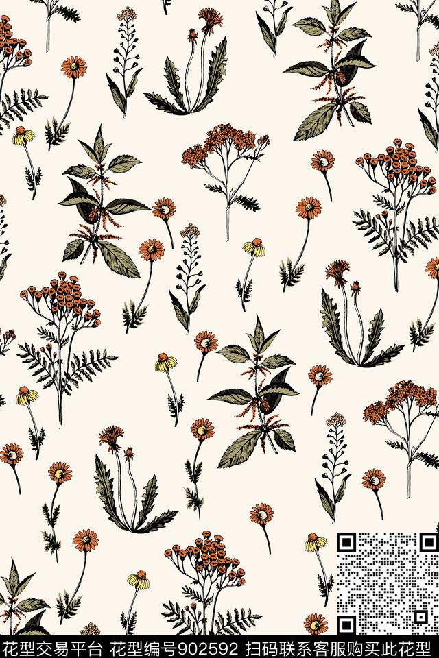 花卉大牌风玫瑰花传统印花华亿平台下载（图片编号: 902592） - 瓦栏（Walan）
