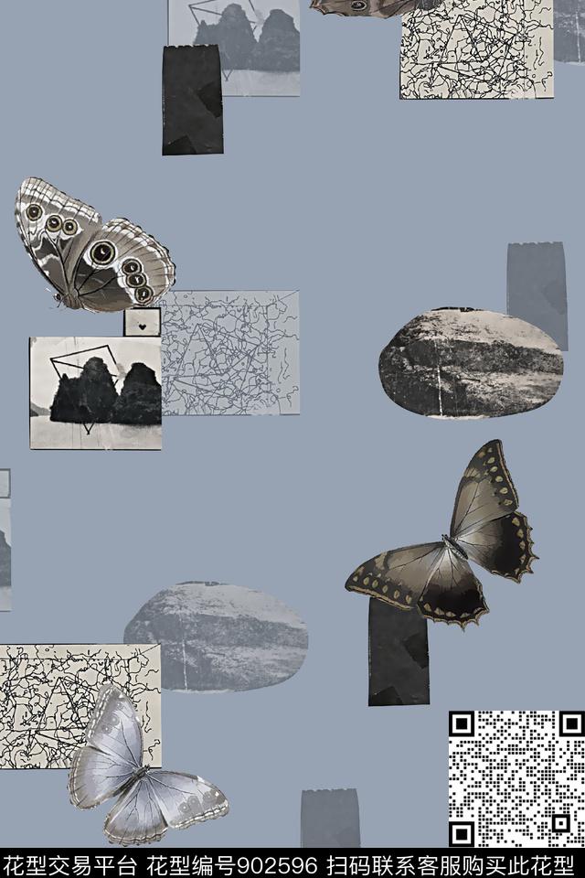 蝴蝶潮牌昆虫数码印花华亿平台下载（图片编号: 902596） - 瓦栏（Walan）
