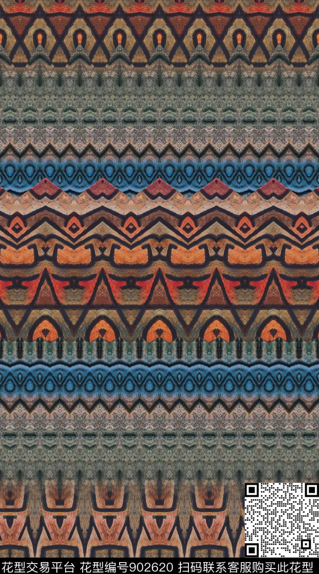 复古民族风波西米亚数码印花华亿平台下载（图片编号: 902620） - 瓦栏（Walan）