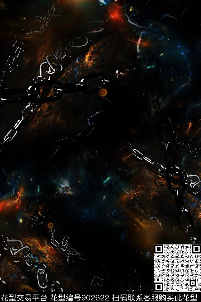 链条炫彩星空.数码印花华亿平台下载（图片编号: 902622） - 瓦栏（Walan）