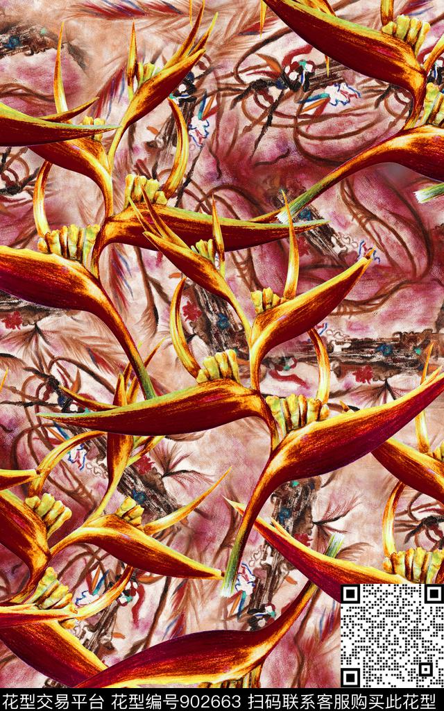 复古民族风数码印花华亿平台下载（图片编号: 902663） - 瓦栏（Walan）