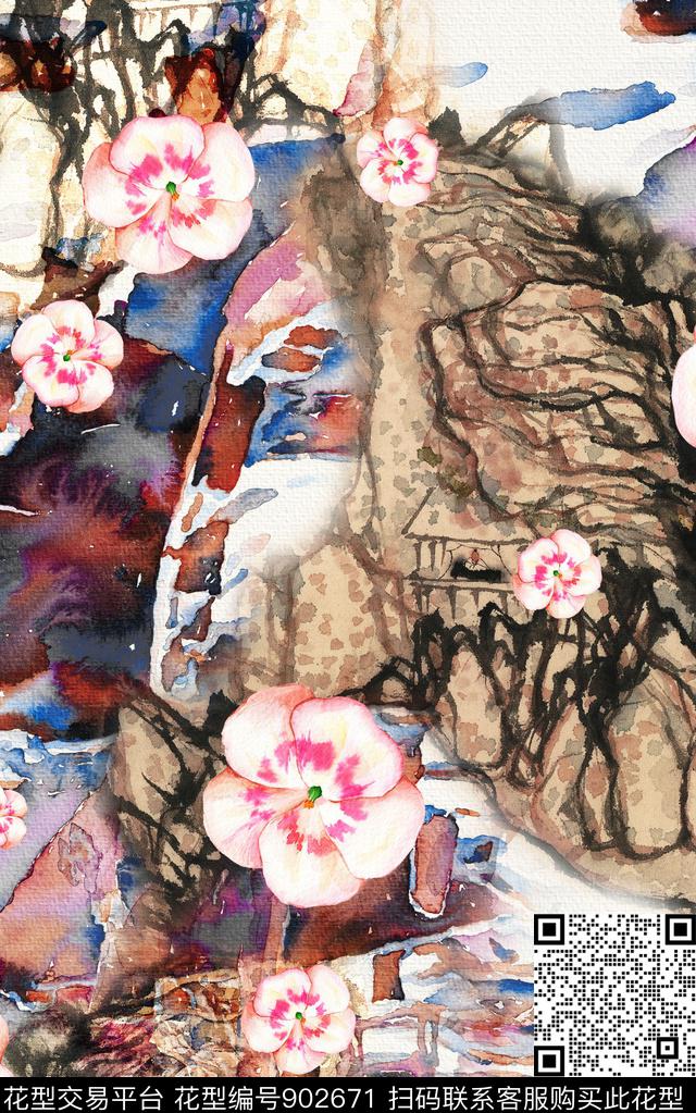 中国风数码印花华亿平台下载（图片编号: 902671） - 瓦栏（Walan）