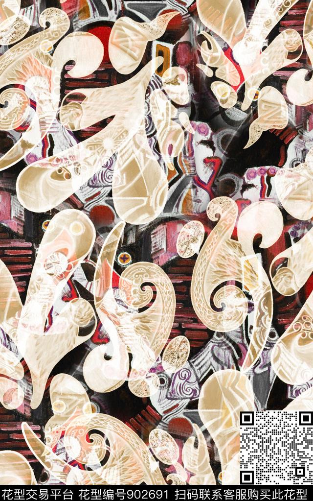 复古民族风波西米亚数码印花华亿平台下载（图片编号: 902691） - 瓦栏（Walan）