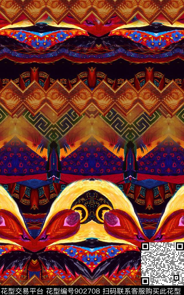 复古民族风波西米亚数码印花华亿平台下载（图片编号: 902708） - 瓦栏（Walan）